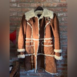 VINTAGE LEATHER AND FUR PENNY LANE COAT 🤎🤍